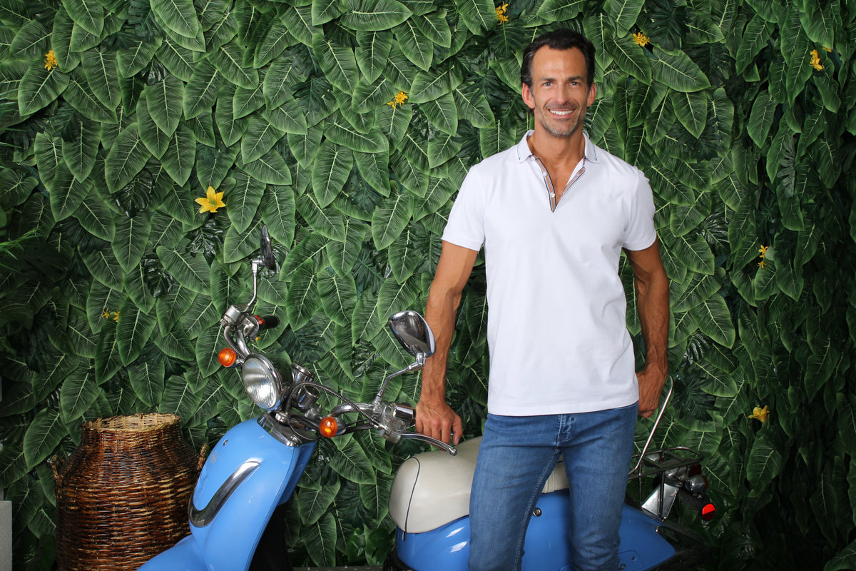 White Polo With Colorful Trim Polos EightX