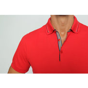 Red Polo With Colorful Trim Polos EightX