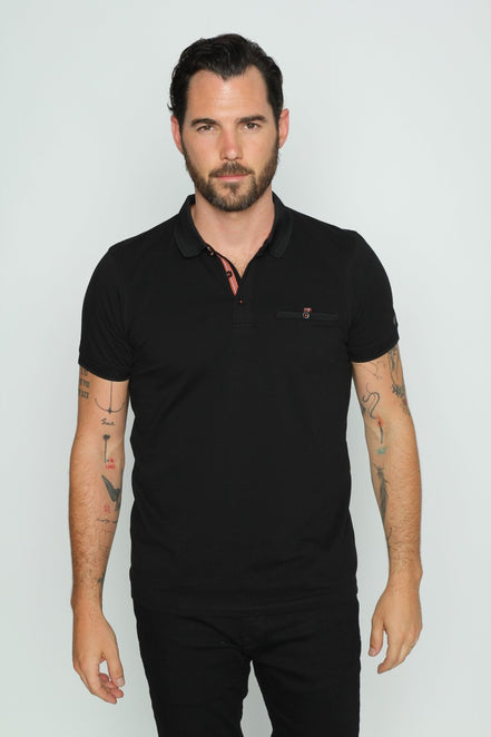 Black Pocket Polo Polos EightX