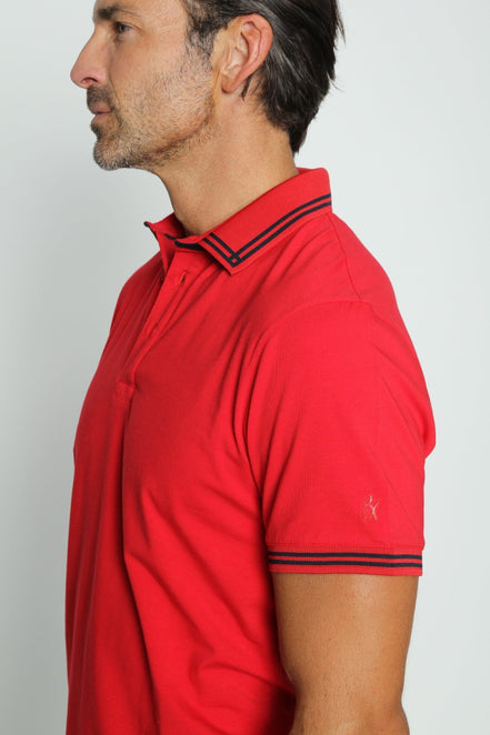 Red Polo With Black Trim Polos EightX