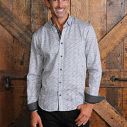 Lucky Roll Print Button Down Shirt W/ Trim Long Sleeve Button Down EightX   