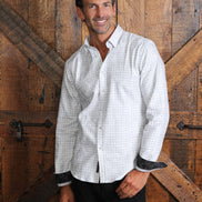 Check Button Down Shirt W/ Paisley Long Sleeve Button Down EightX   