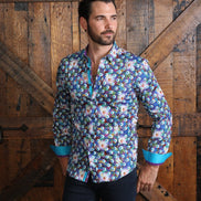Radical Eyeball Button Down Shirt W/ Trim Long Sleeve Button Down EightX   