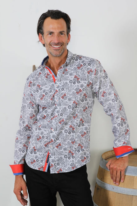 Psychedelic Sugar Skull Button Down Shirt Long Sleeve Button Down EightX   