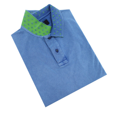 Indigo Jacquard Polo with Double Sided Print Collar Polos Eight-X