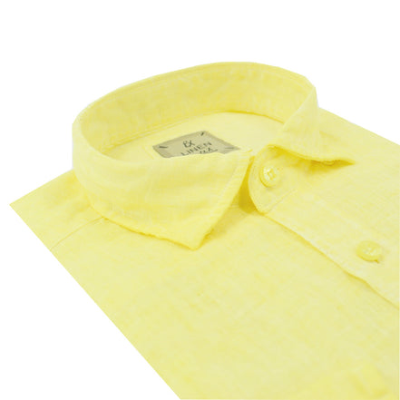 Solid Yellow Linen Shirt Shirts Eight-X