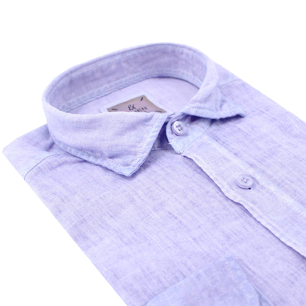 Solid Purple Linen Shirt Long Sleeve Button Down Eight-X   