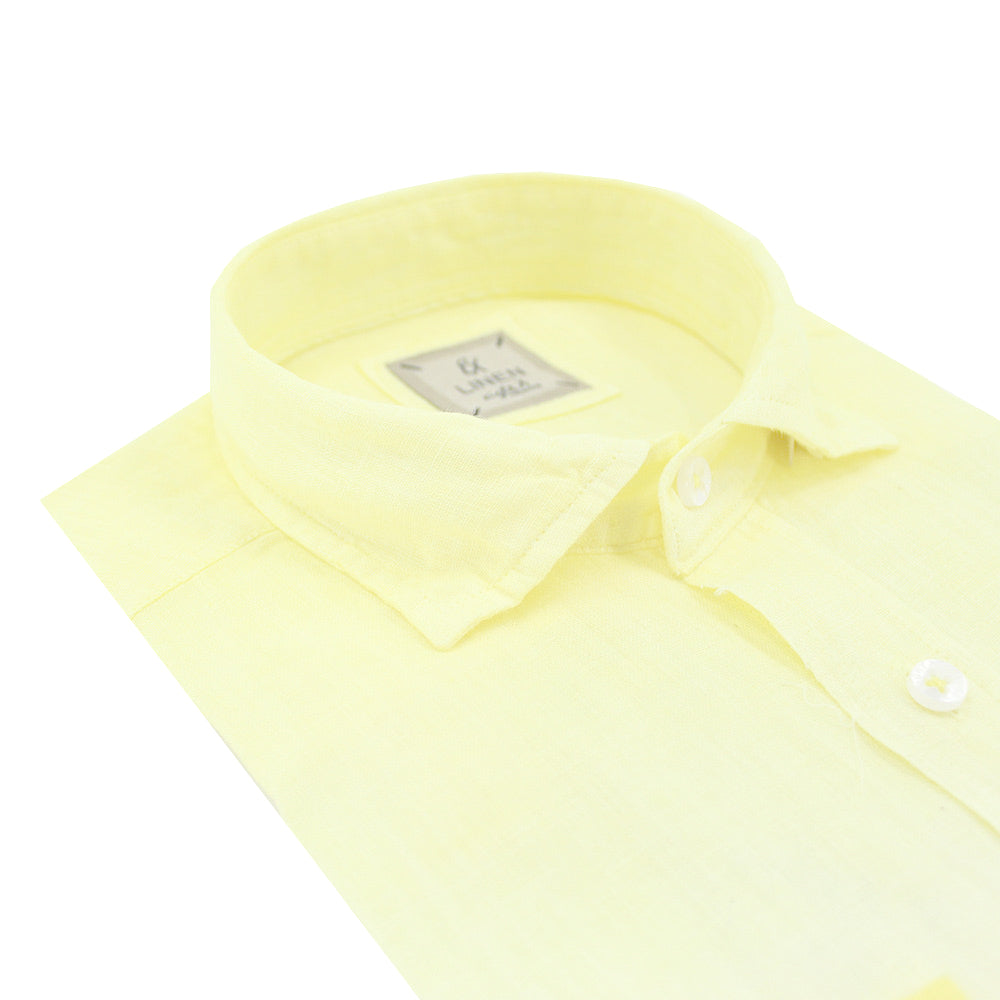 Yellow Ombré Linen Shirt Long Sleeve Button Down Eight-X   