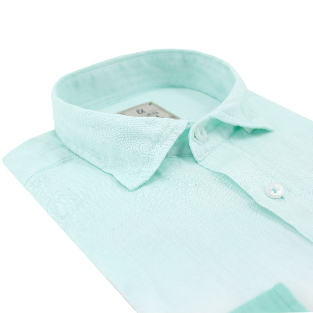 Mint Ombré Linen Shirt Long Sleeve Button Down Eight-X   