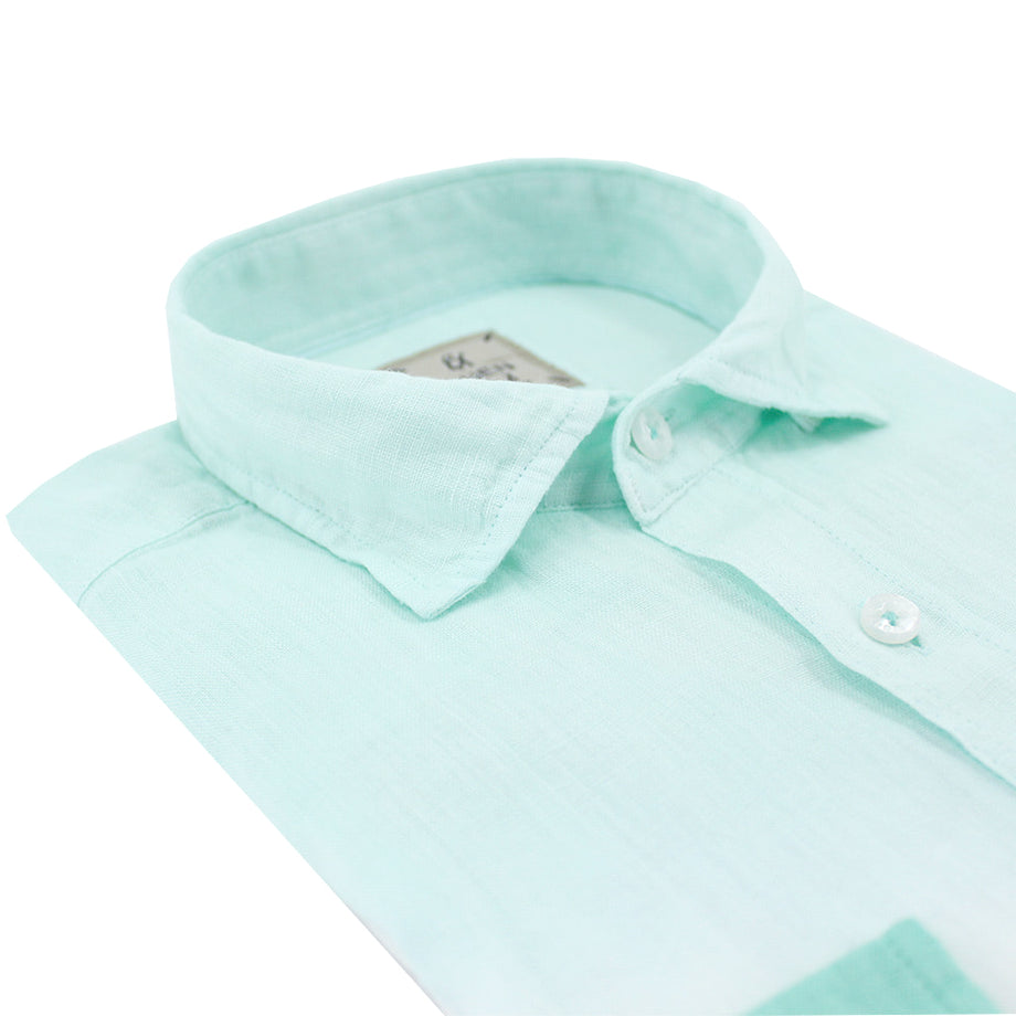 Mint Ombré Linen Button Up | Designer Menswear