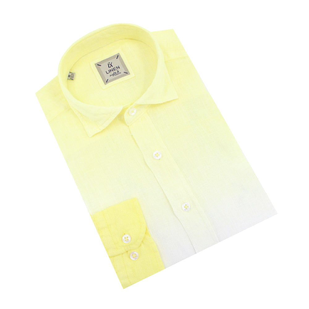 Yellow Ombré Linen Shirt Long Sleeve Button Down Eight-X YELLOW S 