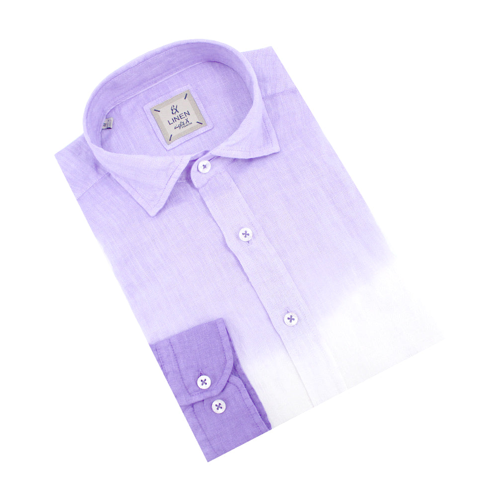 Lilac Ombré Linen Shirt Long Sleeve Button Down Eight-X PURPLE S 
