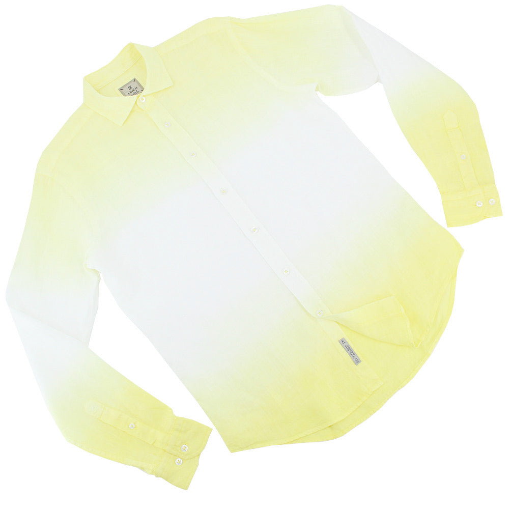 Yellow Ombré Linen Shirt Long Sleeve Button Down Eight-X   