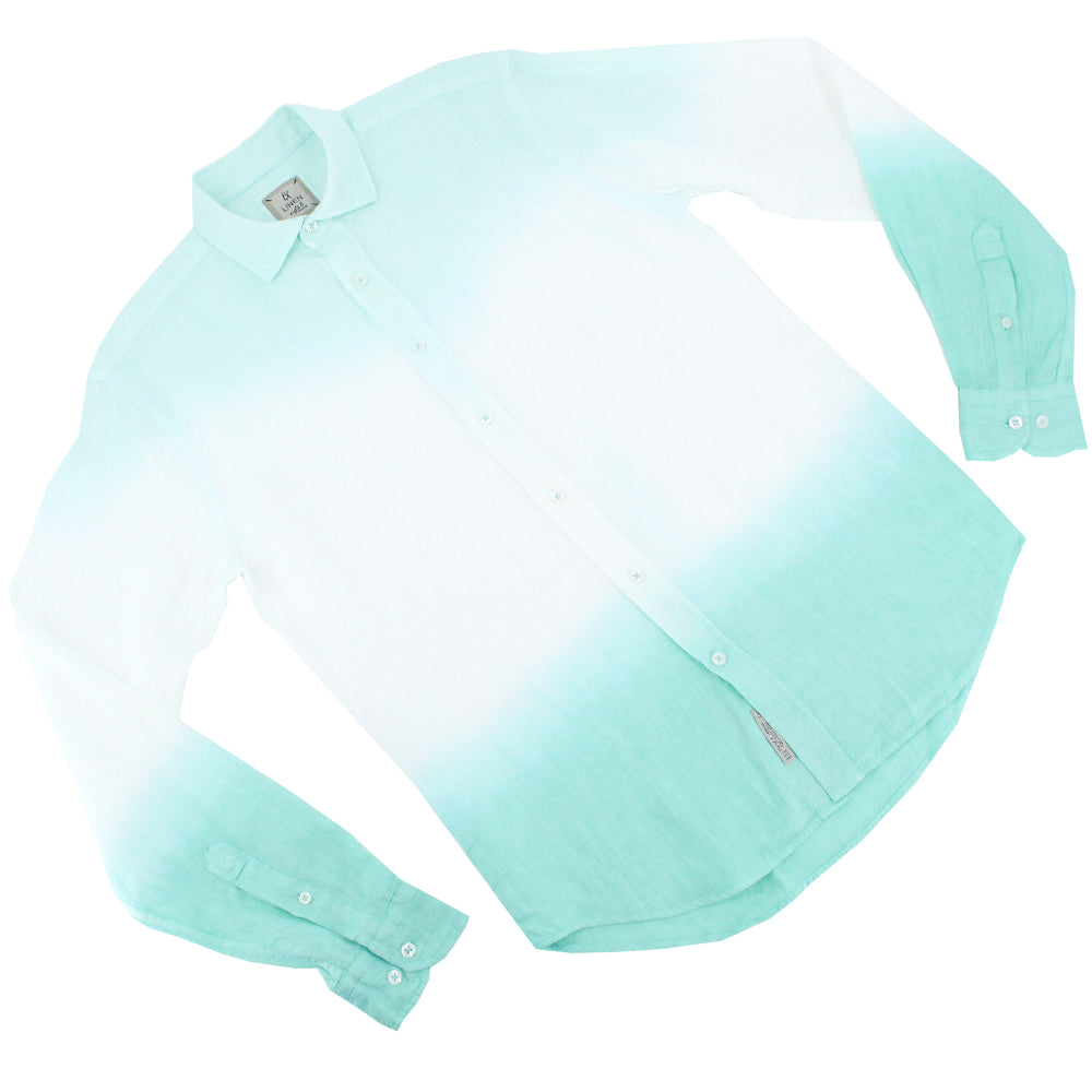 Mint Ombré Linen Shirt Long Sleeve Button Down Eight-X   