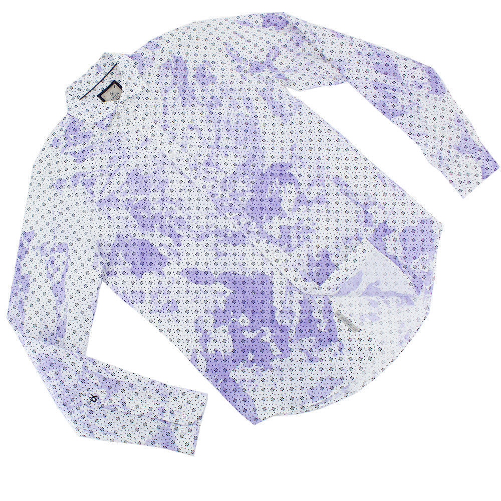 Floral Print Linen Shirt - Lilac Tie Dye Long Sleeve Button Down Eight-X   