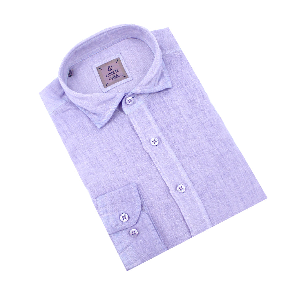 Solid Purple Linen Shirt Long Sleeve Button Down Eight-X PURPLE S 