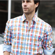 Multi Colored Squared Button Down Shirt Long Sleeve Button Down EightX   