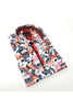 Red Skull Design Print Button Down Shirt W/ Trim Long Sleeve Button Down Eight-X   