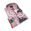Pink Button Down Wheel Shirt W/ Red Trim Long Sleeve Button Down EightX   