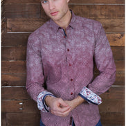 Blended Bordeaux Button Down Shirt With Trim Long Sleeve Button Down Eight-X   