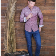 Blended Bordeaux Button Down Shirt With Trim Long Sleeve Button Down Eight-X   