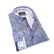 Blended Navy Button Down Shirt With Trim Long Sleeve Button Down Eight-X   