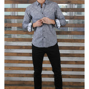 Blended Black Button Down Shirt W/ Trim Long Sleeve Button Down Eight-X   