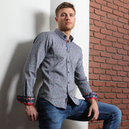 Multi Color Modern Dot Button Down Shirt Long Sleeve Button Down Eight-X   