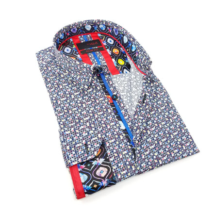 Multi Color Modern Dot Button Down Shirt Long Sleeve Button Down Eight-X MULTI S 