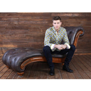 Beige Pattern Button Down Shirt Long Sleeve Button Down Eight-X   