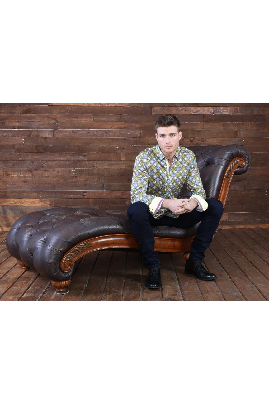 Beige Pattern Button Down Shirt Long Sleeve Button Down Eight-X   