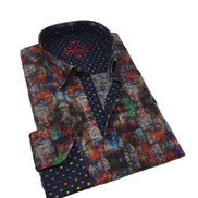 Multi Color Dark Paisley Button Down Shirt Long Sleeve Button Down Eight-X   