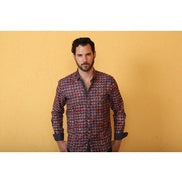 Hounds tooth Multi Color Button Down Shirt Long Sleeve Button Down EightX   