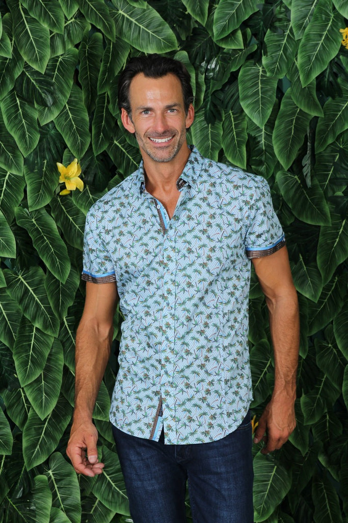 Ocean Palms Short Sleeve Shirt Short Sleeve Button Down EightX   