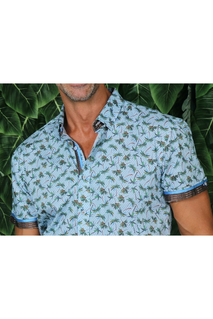 Ocean Palms Short Sleeve Shirt Short Sleeve Button Down EightX   