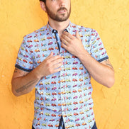 Pin-Up Cruiser Short Sleeve Shirt W/ Trim Short Sleeve Button Down EightX   