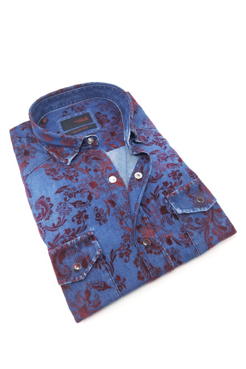 branded denim dress shirts Wrangler Men's Light Wash Denim Long Sleeve Snap Western Shirt