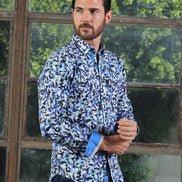 Blue Wave Button Down Shirt Long Sleeve Button Down EightX   
