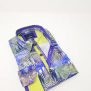 Retro Signals Button Down Shirt W/ Trim Long Sleeve Button Down EightX   