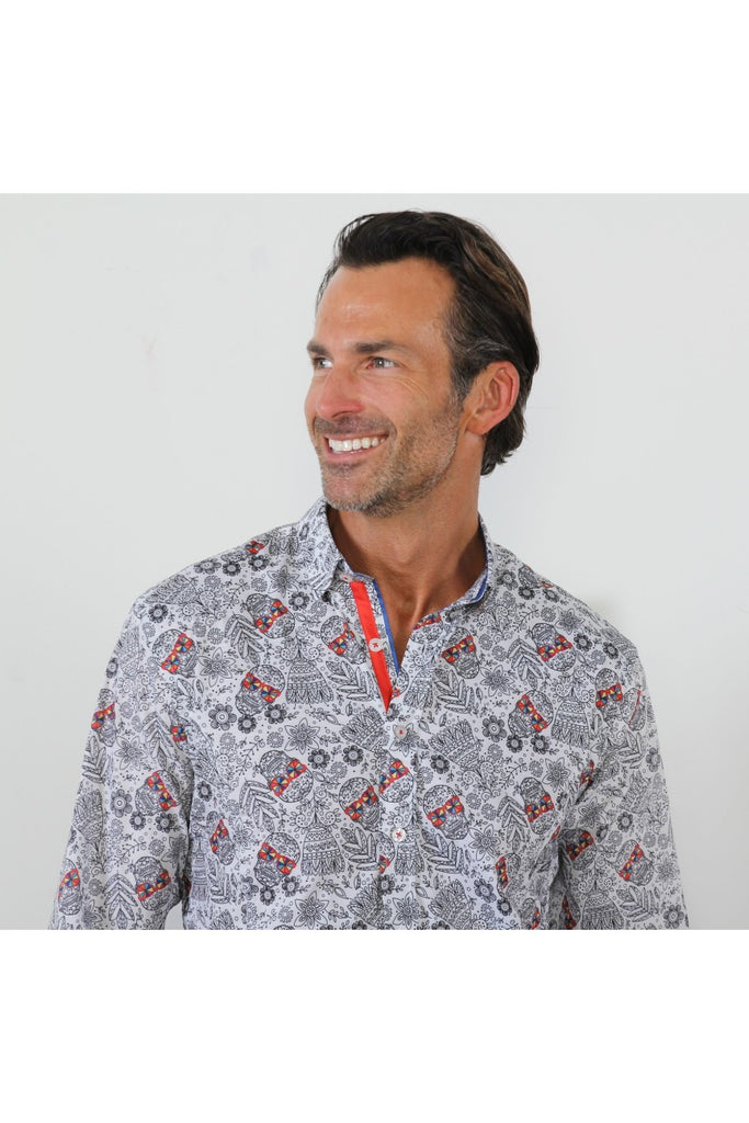 Psychedelic Sugar Skull Button Down Shirt Long Sleeve Button Down EightX   