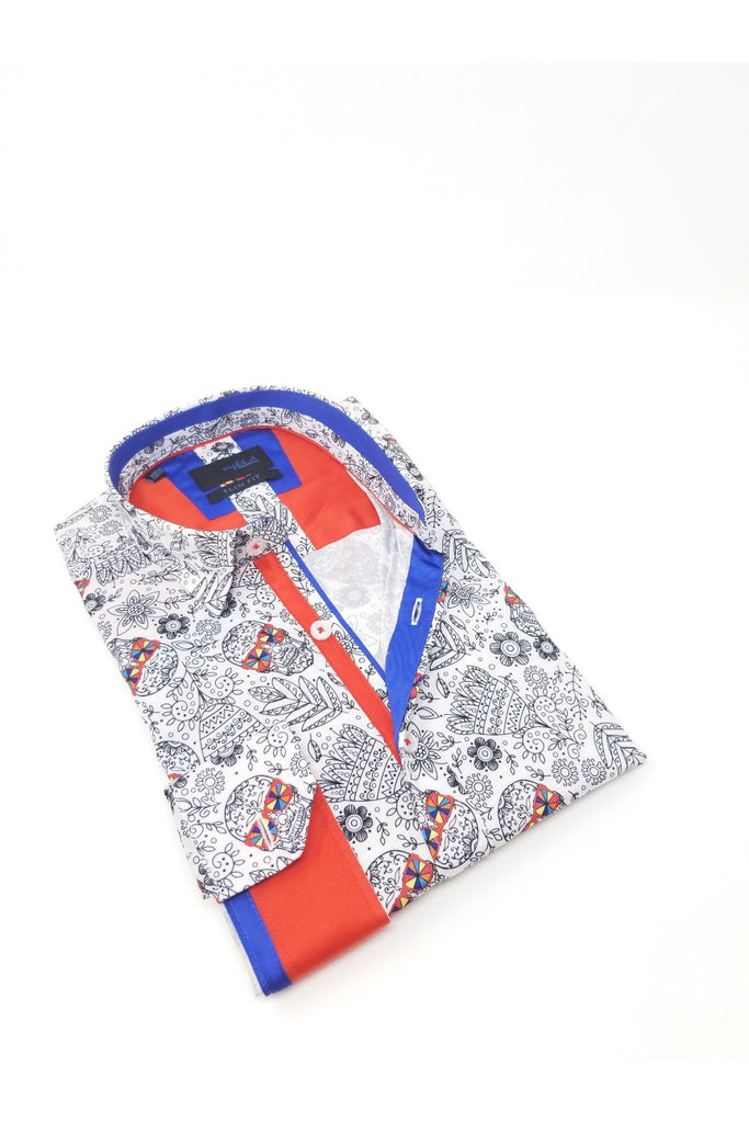 Psychedelic Sugar Skull Button Down Shirt Long Sleeve Button Down EightX   