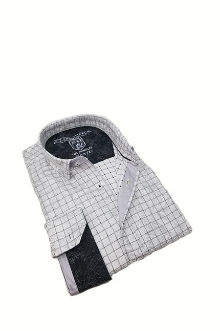 Check Button Down Shirt W/ Paisley Long Sleeve Button Down EightX   