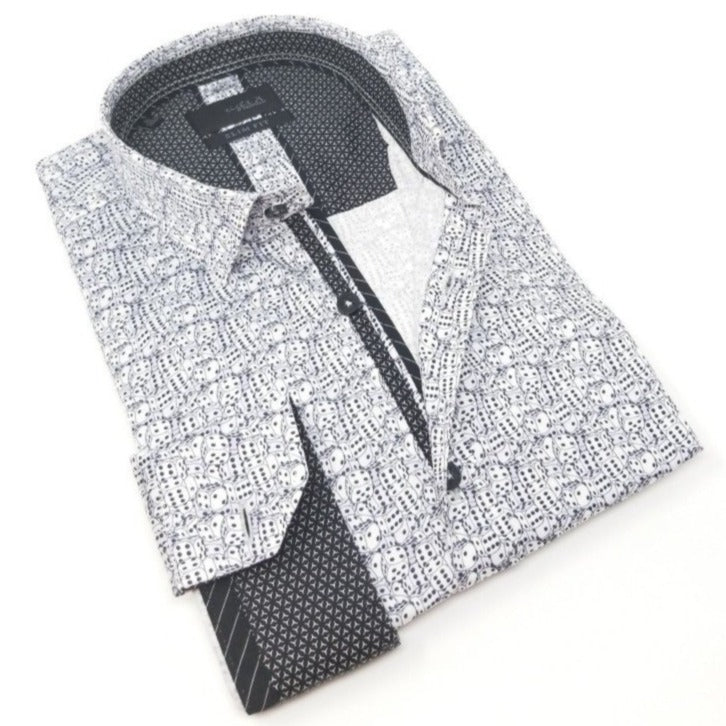 Eight-X | Designer Dress Shirts | Lucky Roll Print Shirt With Trim