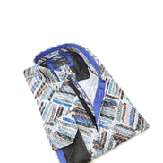 Color Brush Jacquard Button Down Shirt W/ Flocking Long Sleeve Button Down EightX   