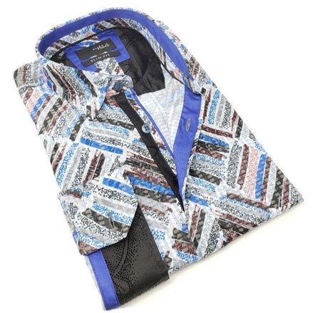 Color Brush Jacquard Button Down Shirt W/ Flocking Long Sleeve Button Down EightX   