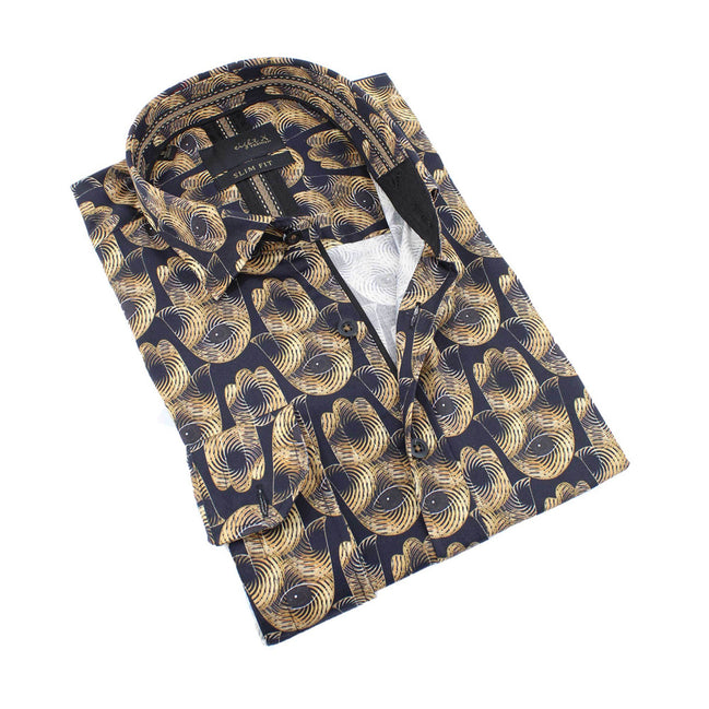 Hamsa Print Button Down Shirt Long Sleeve Button Down EightX BLACK S 