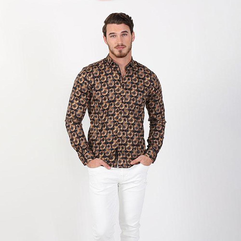 Hamsa Print Button Down Shirt Long Sleeve Button Down EightX   