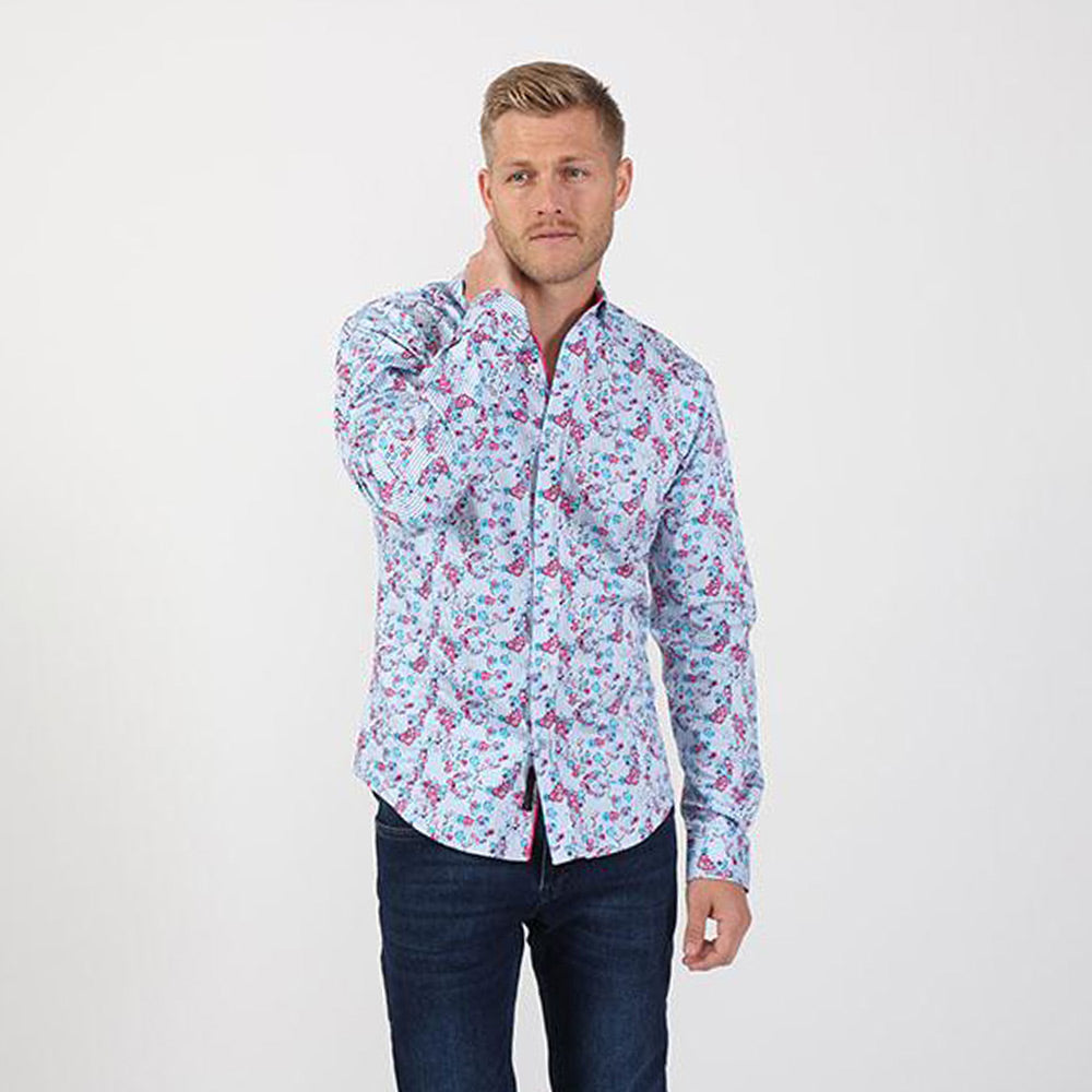 Eight-X | Designer Dress Shirts | Turquoise Roses Print Shirt Turquoise / S Eight-X | Designer Dress Shirts | Turquoise Roses Print Shirt Turquoise / S