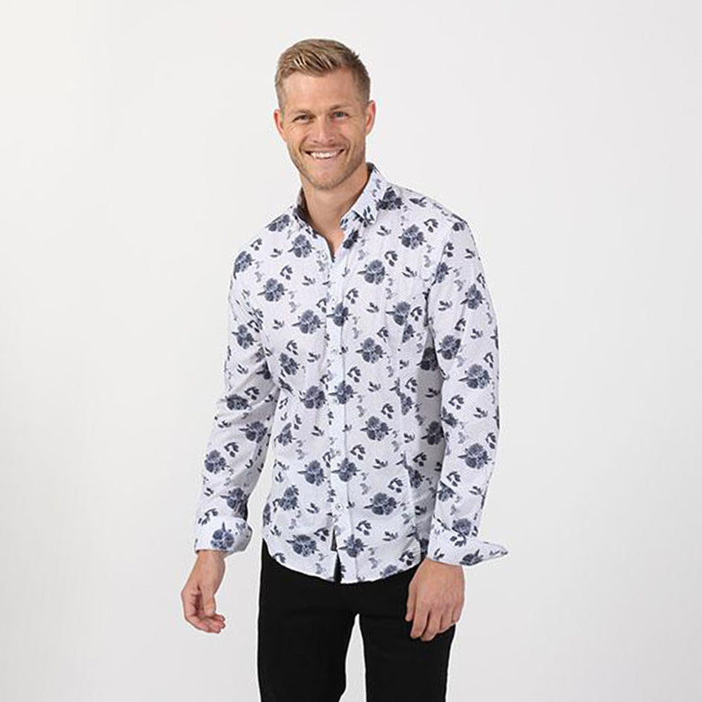 patterned white dress shirt White Paisley Dress Shirt M