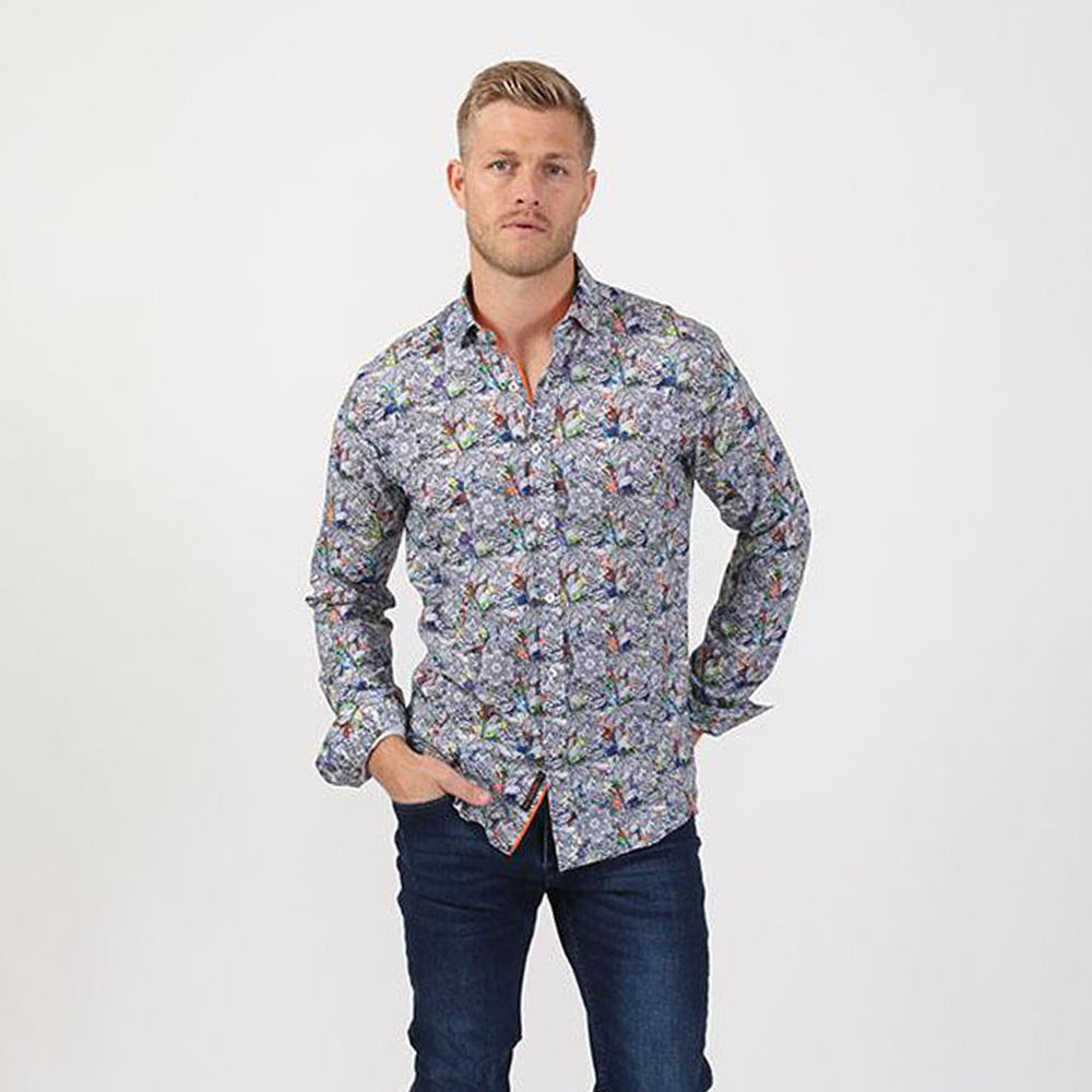 Mandala Floral Print Button Down Shirt Long Sleeve Button Down EightX   